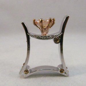 Silvertone Square Band Topaz Glass Stone Ring Size 8.25